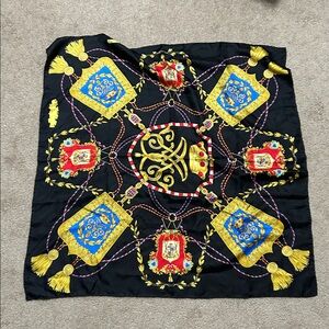 90s Carleton Varney Silk Square Tassel Royalty Design Scarf